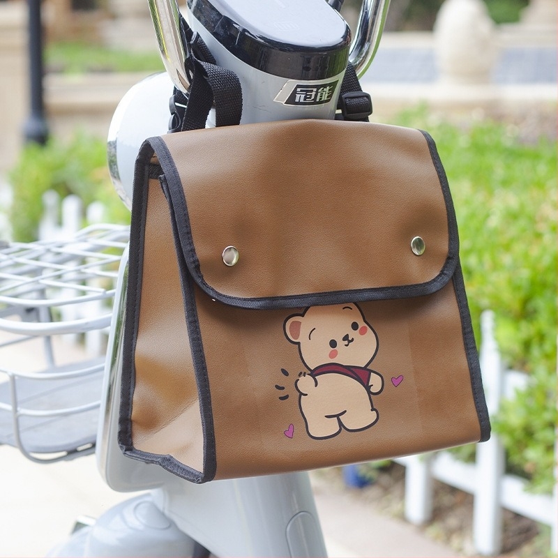 Műbőr kerékpár táska: előre elhelyezett állítható akkumulátor-zsebbel, 8L kapacitás, béléssel, multifunkciós tároló akkumulátorhoz és töltőhöz