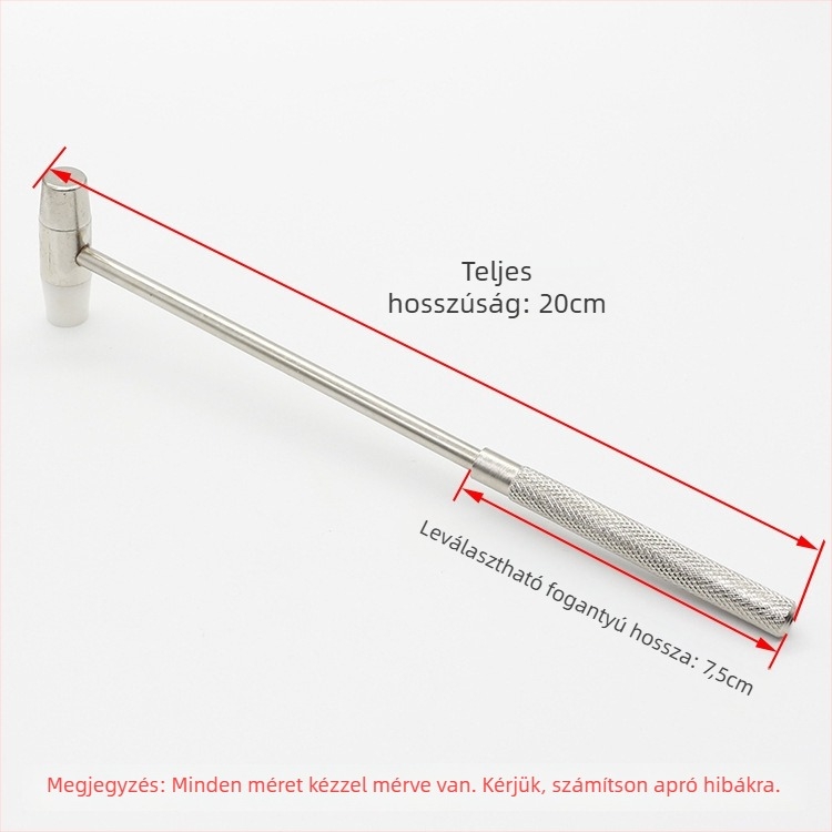 Asztali órajavító kalapács kettős fejjel és leválasztható nyéllel; fej anyaga: vas/bronz/plasztik; nyél anyaga: vas/bronz; óra javításához és precíziós eszközök telepítéséhez