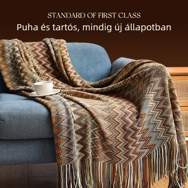 Repülőgép-stílusú paplan bojtokkal, akril anyag, könnyű luxus stílus – alkalmas paplanokra és fleece paplanokra