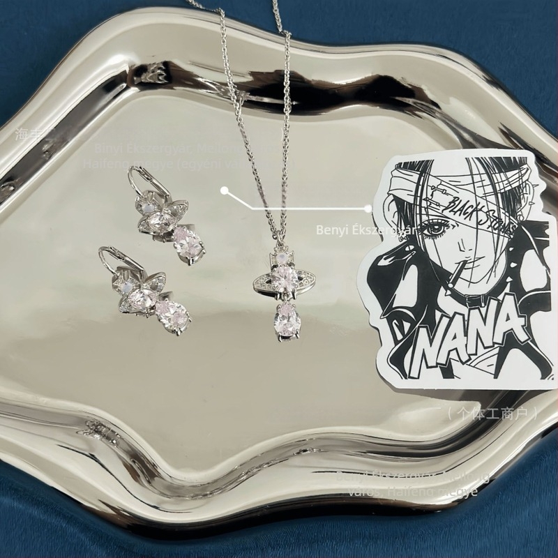 Női Opal Pink Diamond Mermaid Tears nyaklánc, csepp alakú medállal, réz alap aranyozva, O- lánc, 41–50 cm