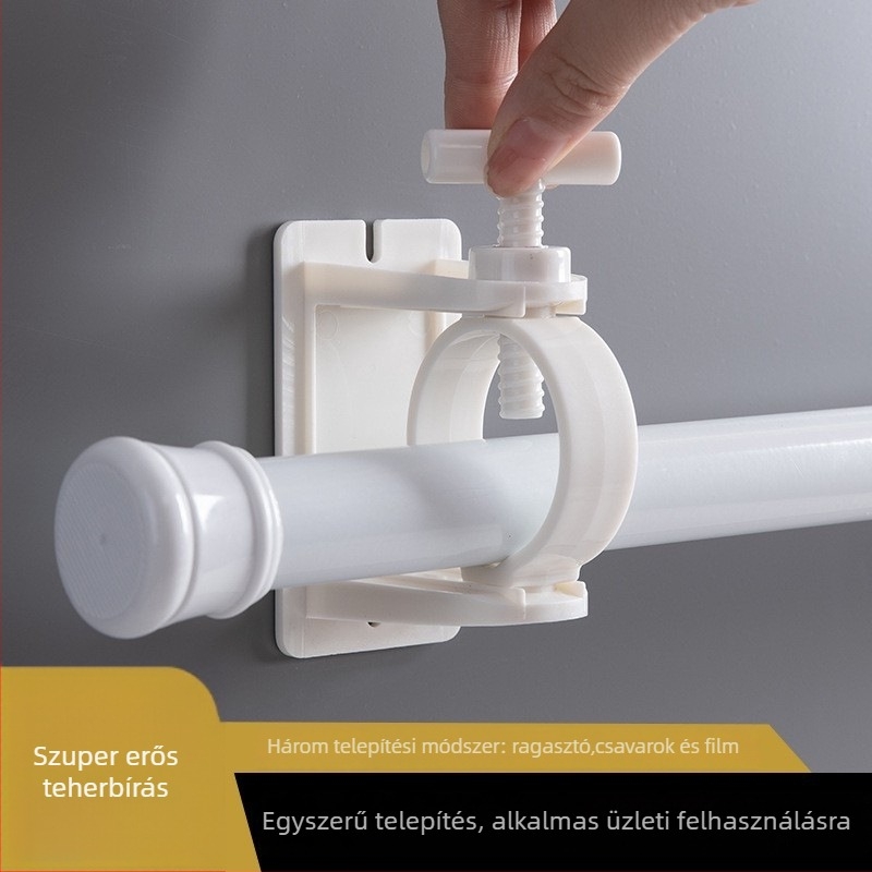 Teleszkópos függönyrúdtartó, ragasztóval rögzítve, fúrás nélkül, ABS anyag, modern minimalist stílus, szabadalmaztatott