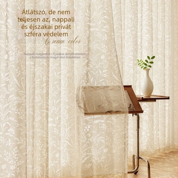 Francia stílusú jacquard függöny poliészterből, átlátszó, könnyed luxussal, nappali, hálószoba és étterem számára