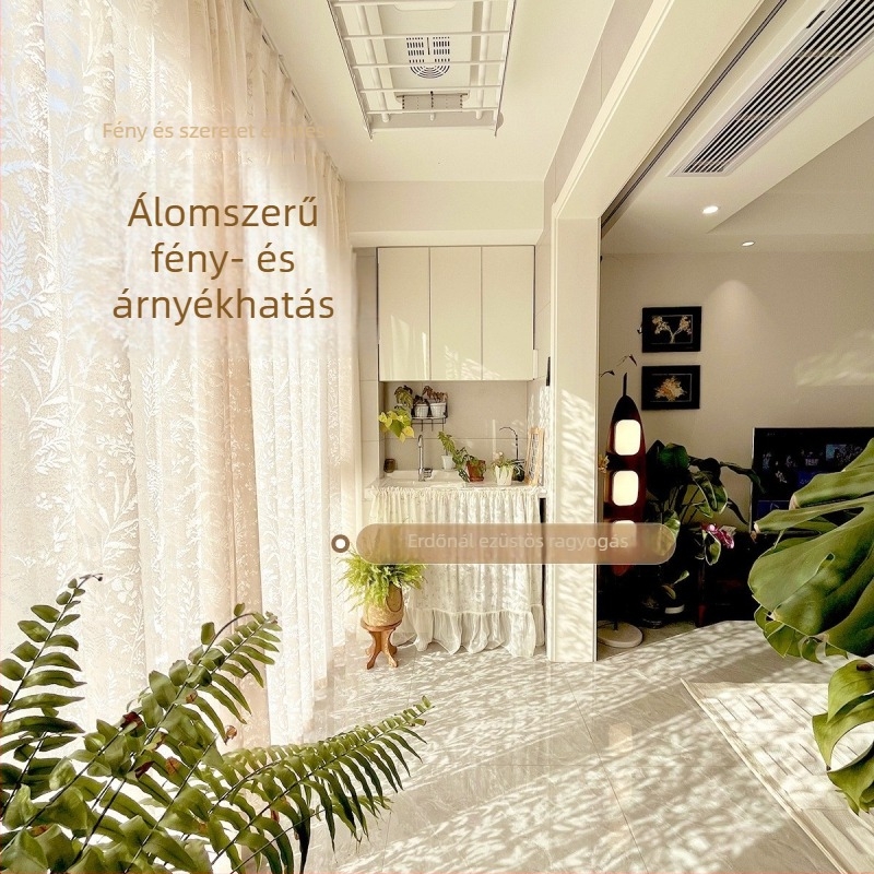 Francia stílusú jacquard függöny poliészterből, átlátszó, könnyed luxussal, nappali, hálószoba és étterem számára