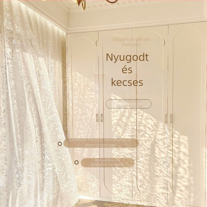 Francia stílusú jacquard függöny poliészterből, átlátszó, könnyed luxussal, nappali, hálószoba és étterem számára