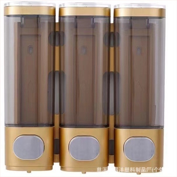 Fali szappanadagoló, háromfejű, kézi nyomású, ABS anyagból, modern minimalista stílus, 230 g