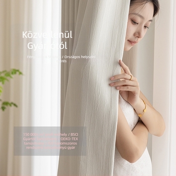 Ablakfüggöny Chenille Jacquard anyagból, kétoldalas domborított textúra görbe csíkokkal, Bauhaus stílus, magas árnyékolás 71–90%