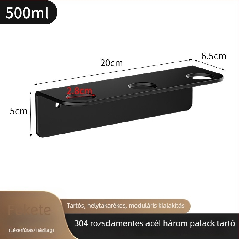 304 rozsdamentes acél üvegtartó, kézi nyomású működés, polírozott felület, modern stílus