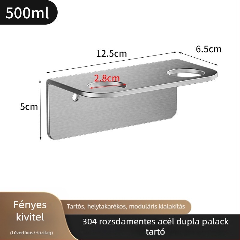 304 rozsdamentes acél üvegtartó, kézi nyomású működés, polírozott felület, modern stílus