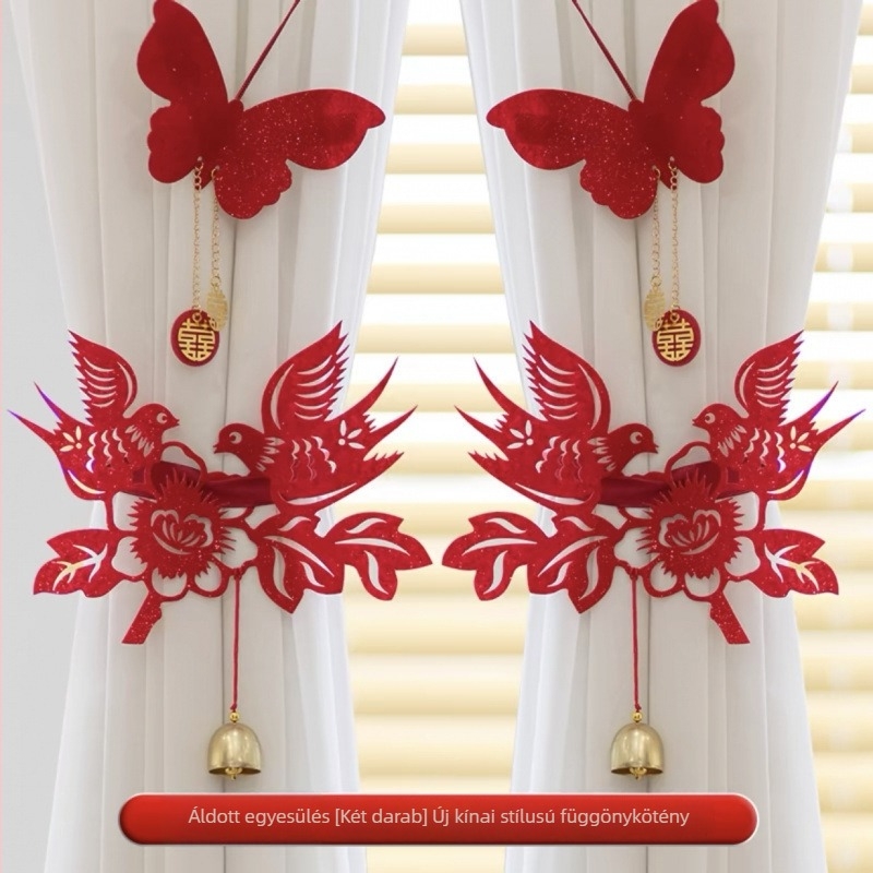 Esküvői dekorációs készlet - girland és boldog szavak - kiegészítők nappali és hálószoba rendezéséhez, papírszalag dekoráció