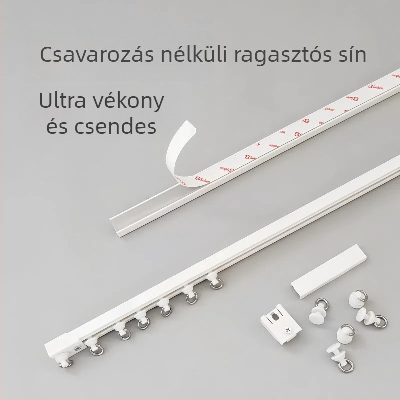 Függönypálya fúrás nélküli, öntapadós, csendes, ultra vékony vezető