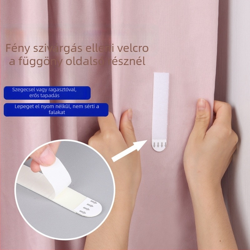 Függöny tartó fényáteresztés elleni zárással, lyukasztás nélküli falikampó — egyszerű és modern