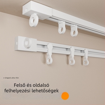 Függöny sín ragasztóval, modell 1, műanyag, Hook-stílus, egyvonalas sín, modern minimalizmus