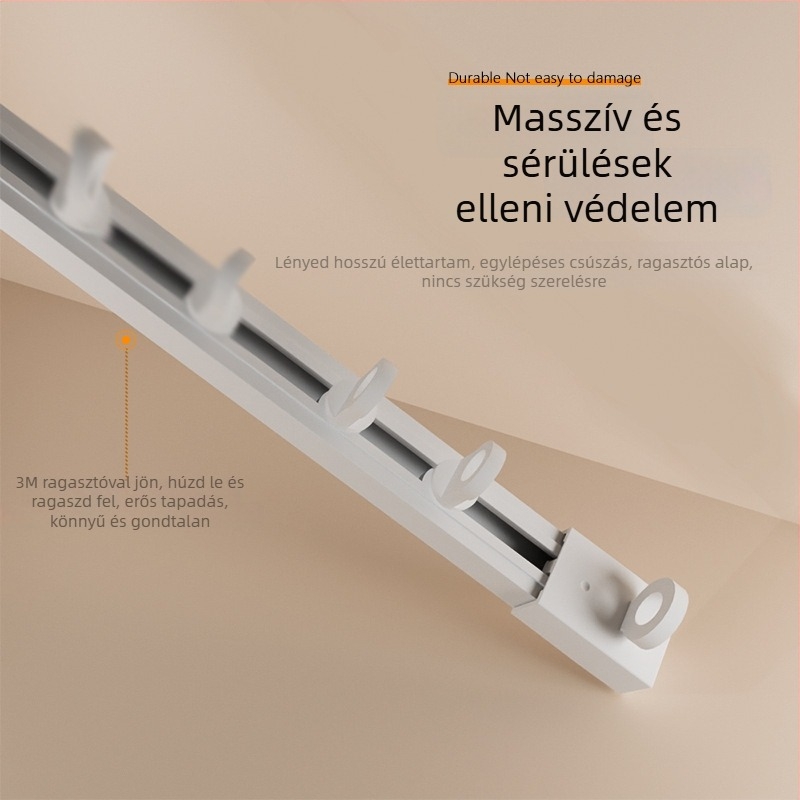 Függöny sín ragasztóval, modell 1, műanyag, Hook-stílus, egyvonalas sín, modern minimalizmus