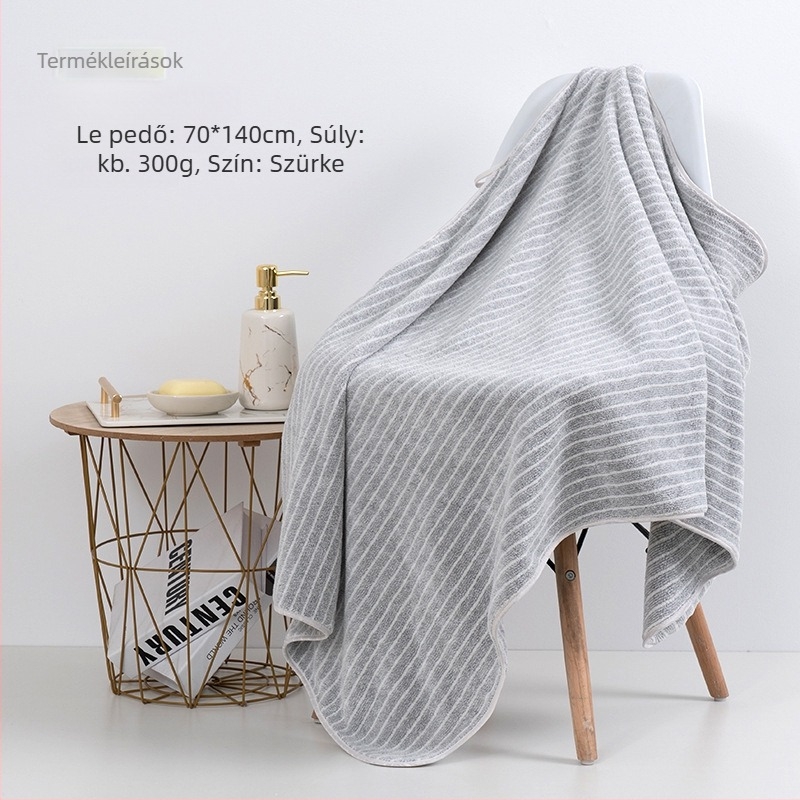 Szövött korall fleece törölköző fürdő- és strandoláshoz, vastag, puha és nedvszívó, csíkos párdesign, gyorsan szárad, otthoni használatra