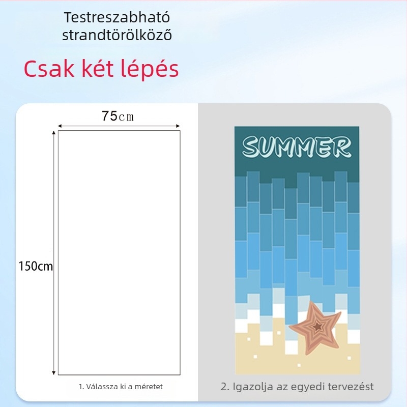 Gahumi Mikroszálas strand- és fürdő törölköző – 300–400 g, 40 szálú fonal, szövött, testreszabás elérhető