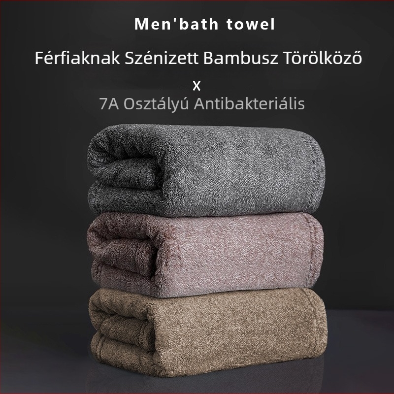 Férfi arc törölköző bambuszrostból, antibakteriális, bambuszszén hozzáadásával, gyorsan száradó, 80–100 g