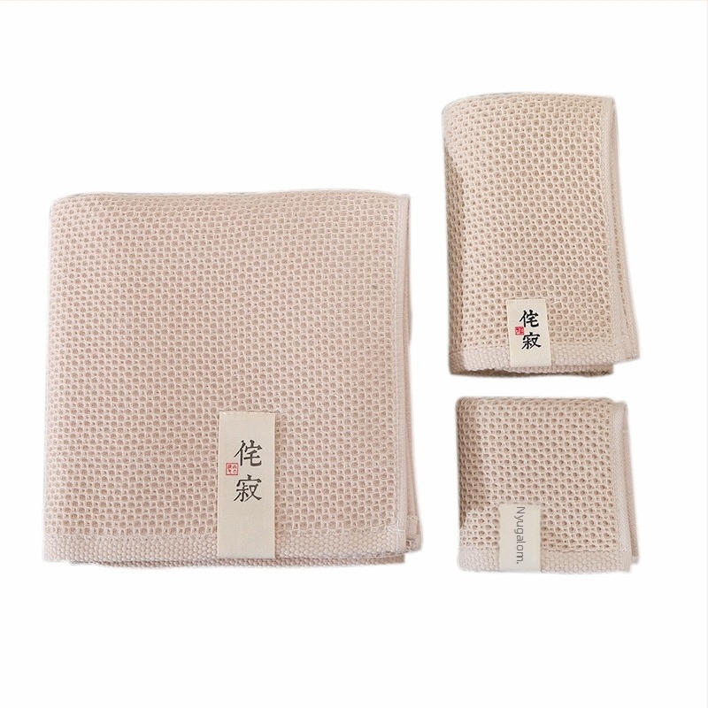 100% pamut fürdőlepedő, méhsejt mintázatú szövés, 300-400 g, japán stílusú hotel, nedvszívó és puha, wabi-sabi ihletésű