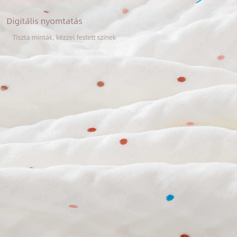 Hat rétegű bambusz-pamut géz baba ölelőtakaró, 40S fonal, hímzés és nyomtatás, súly 300-400 g