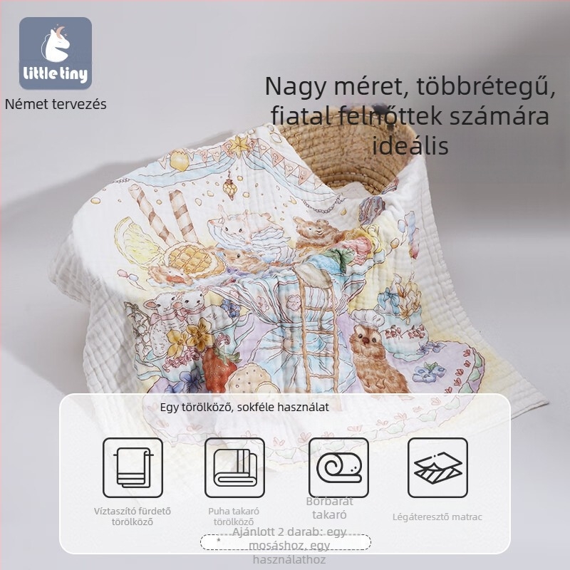 Baba gézfürdő törölköző, nedvszívó, növény- és virágmintás, 1 csomag
