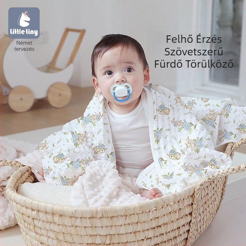 Baba gézfürdő törölköző, nedvszívó, növény- és virágmintás, 1 csomag