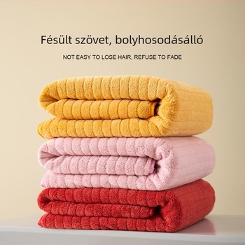 Nagy méretű fürdőlepedő felnőtteknek, korall fleece anyagból, rendkívül puha, nedvszívó és gyorsan száradó, logóval testre szabható.