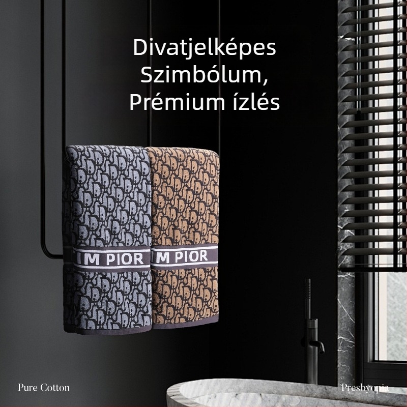 Pamut fürdő- és strandtörölköző dupla oldalú jacquard szövésű, nedvszívó, 400–500 g