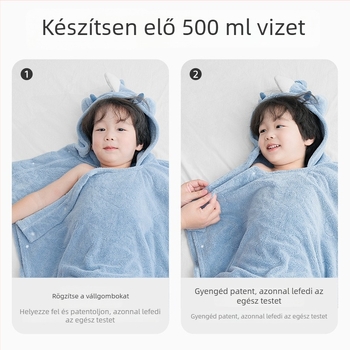 Gyermekek számára viselhető fürdőköpeny kapucnival – ultra puha, nedvszívó, gyorsan száradó törölköző
