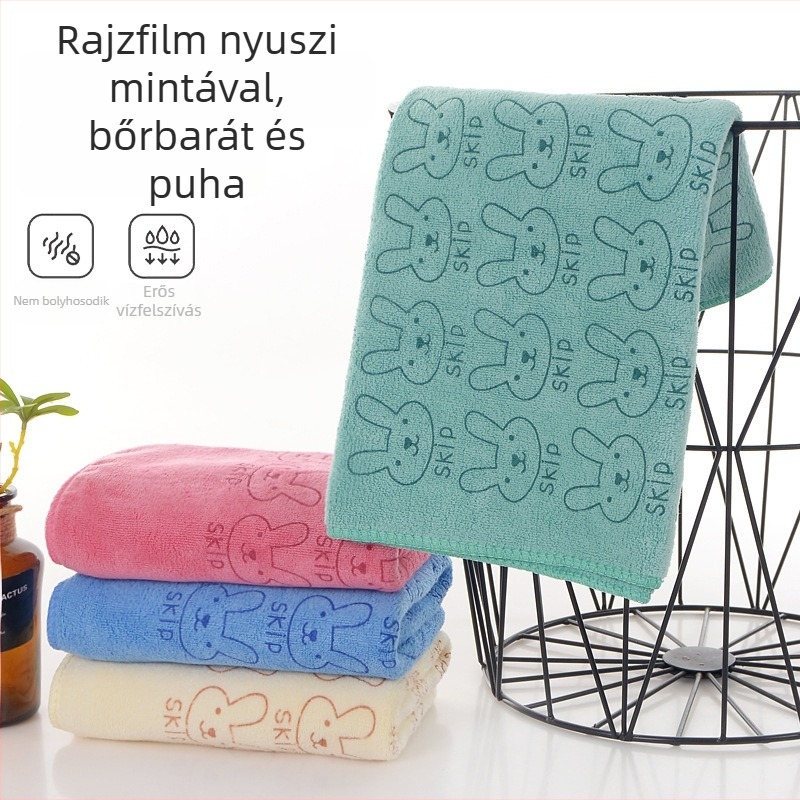 Microfiber gyermek törölköző nyuszis mintával, nedvszívó, gyorsan száradó arc törölköző