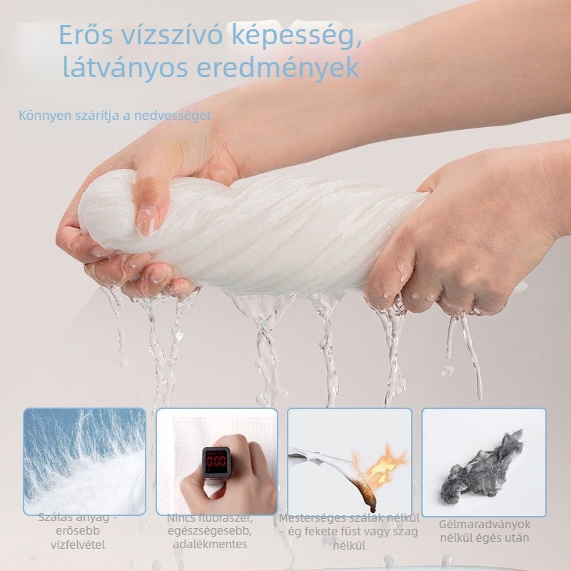 Egyszer használatos fürdő törölköző, nem szövött anyagú, viszkóz alapú, 95 g/m², egyetlen rétegű, egyenként csomagolva