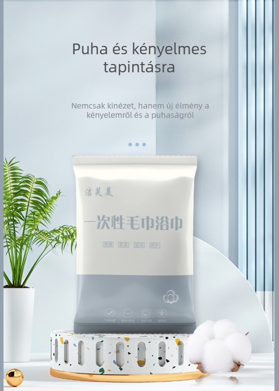 Egyszer használatos fürdőlepedő, extra vastag, pamut-kapok keverék (Kapok 50%), nedvszívás 0–5 s, testreszabható feldolgozás, üzleti utazásokhoz és szállodákhoz