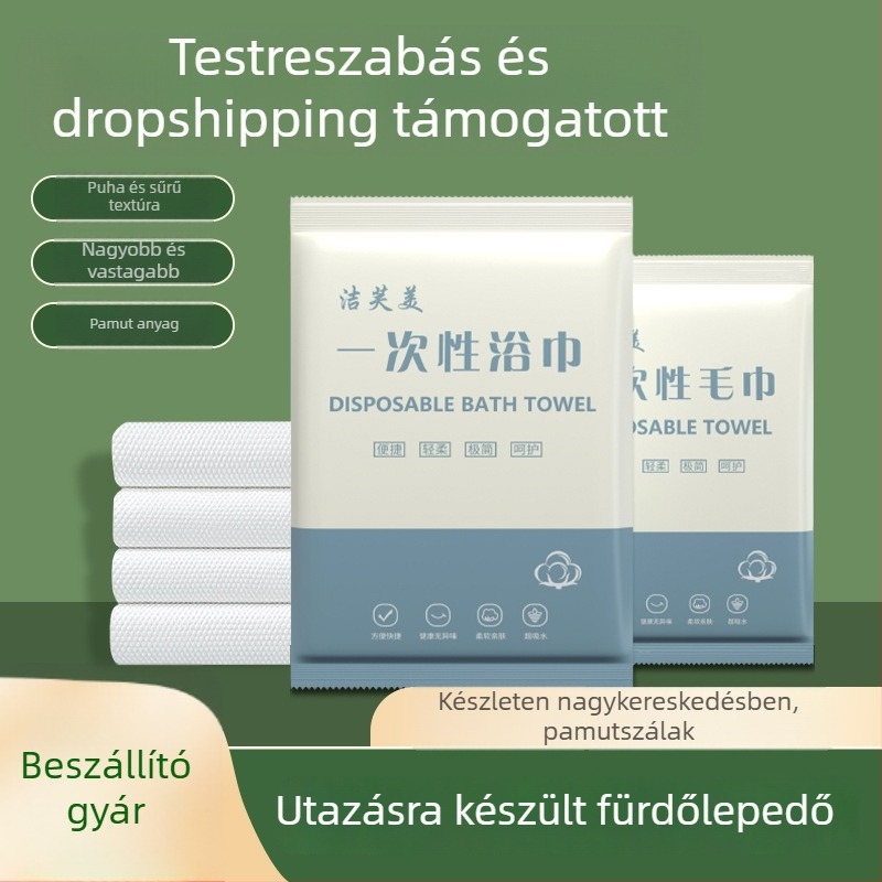 Egyszer használatos fürdőlepedő, extra vastag, pamut-kapok keverék (Kapok 50%), nedvszívás 0–5 s, testreszabható feldolgozás, üzleti utazásokhoz és szállodákhoz