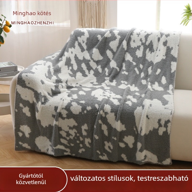 Bambusz rostból készült pléd geometriás Jacquard mintával, poliészter anyag, súly 0.55-1.0 kg, tavasz–őszre ideális