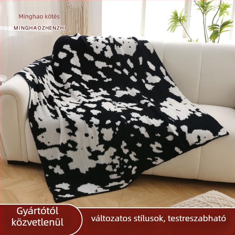 Bambusz rostból készült pléd geometriás Jacquard mintával, poliészter anyag, súly 0.55-1.0 kg, tavasz–őszre ideális