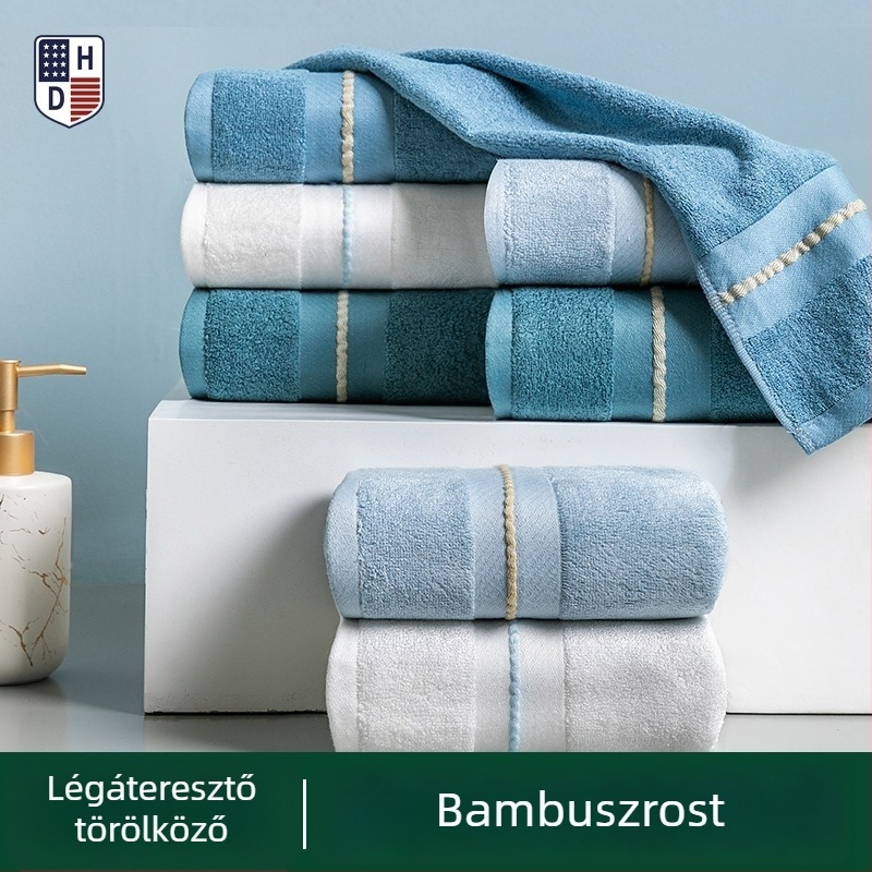 Bambuszrostból készült arctörölköző, 32s szálakkal, sík szövés, 120-140 g, hímzett logóval