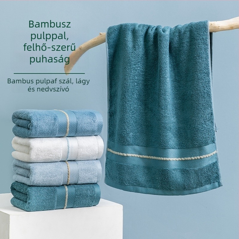 Bambuszrostból készült arctörölköző, 32s szálakkal, sík szövés, 120-140 g, hímzett logóval