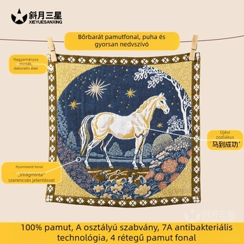Pamut arc-törölő zodiákus elemekkel, nedvszívó, mindennapi használatra, kompakt négyzet alakú törölköző