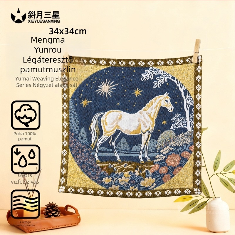 Pamut arc-törölő zodiákus elemekkel, nedvszívó, mindennapi használatra, kompakt négyzet alakú törölköző