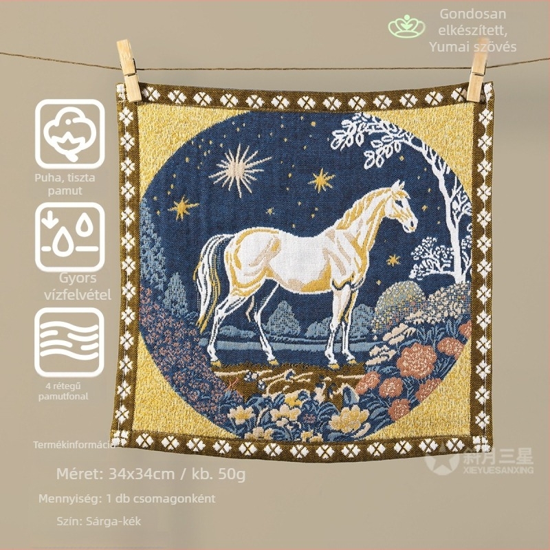 Pamut arc-törölő zodiákus elemekkel, nedvszívó, mindennapi használatra, kompakt négyzet alakú törölköző