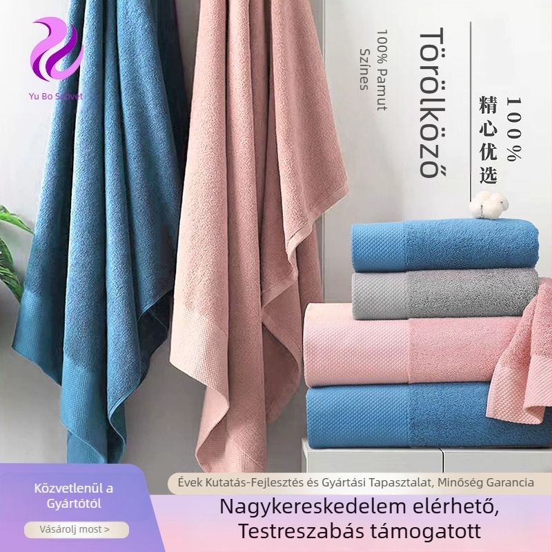 Hímzett pamut törölközőkészlet – Yubo, 16s fonal, 200 g+ súly