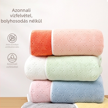 Két színű korall fleece fürdőlepedő készlet arctörlővel, vastag, nedvszívó és gyorsan száradó, nagy méretű – három darabból álló szett.