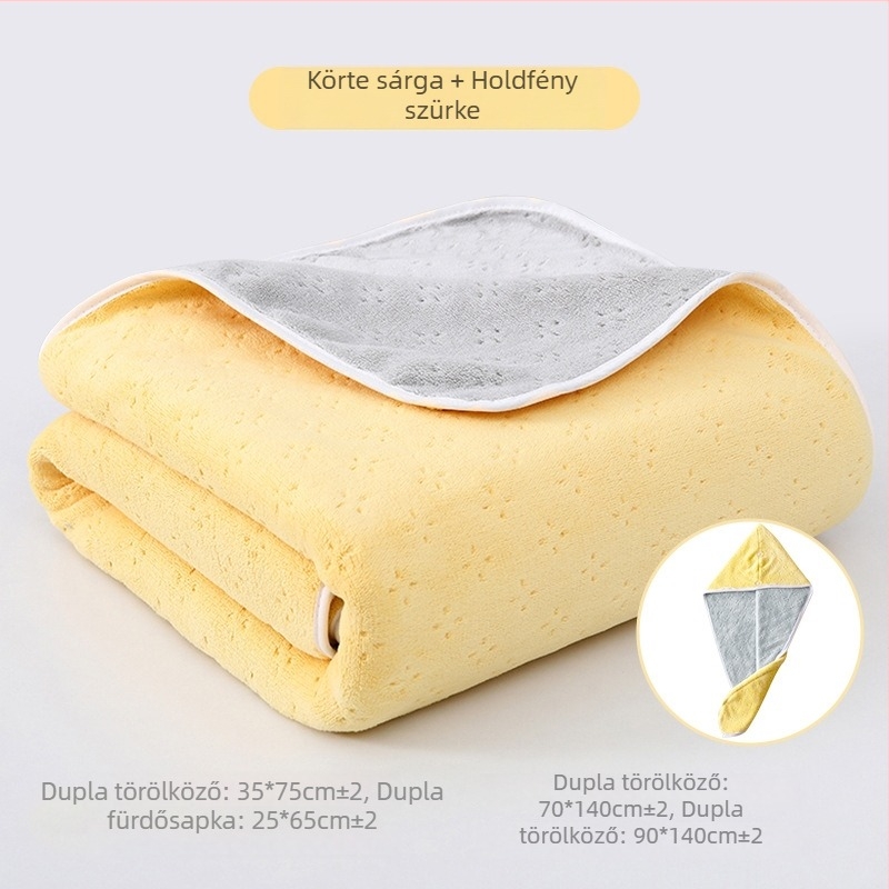 Két színű korall fleece fürdőlepedő készlet arctörlővel, vastag, nedvszívó és gyorsan száradó, nagy méretű – három darabból álló szett.