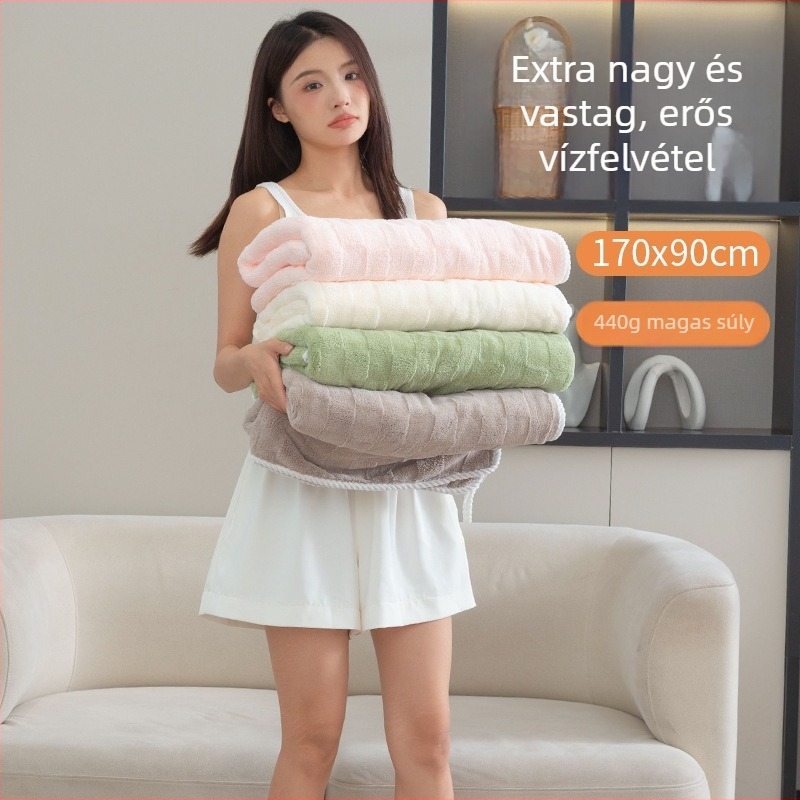 Fürdőlepedő készlet hajszárító sapkával – korall velúr, vastított, rendkívül nedvszívó, 200–300 g, 32 szál