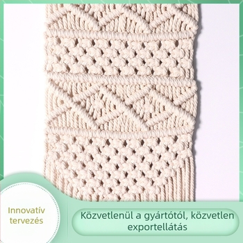 Kézzel szőtt falikép pamutszálból, bojtokkal, boho stílusú falidekor