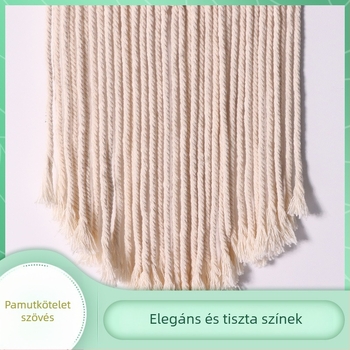 Kézzel szőtt falikép pamutszálból, bojtokkal, boho stílusú falidekor