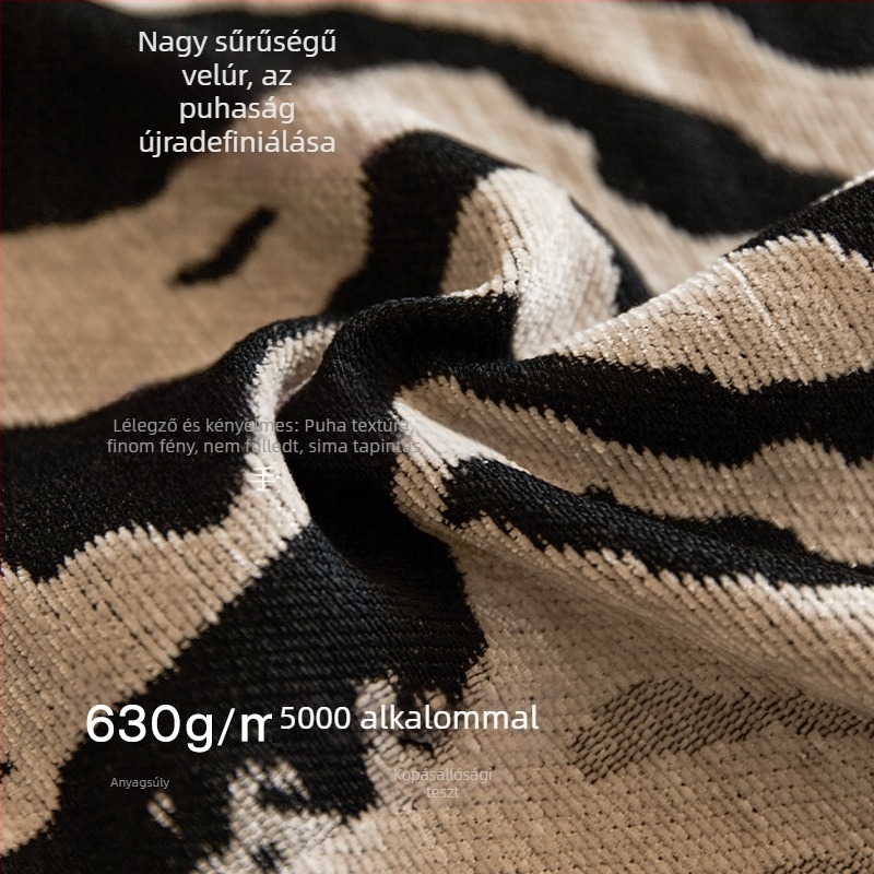 Chenille kanapéhuzat retro stílusú zebra mintával — univerzális minden évszakhoz, teljes lefedés
