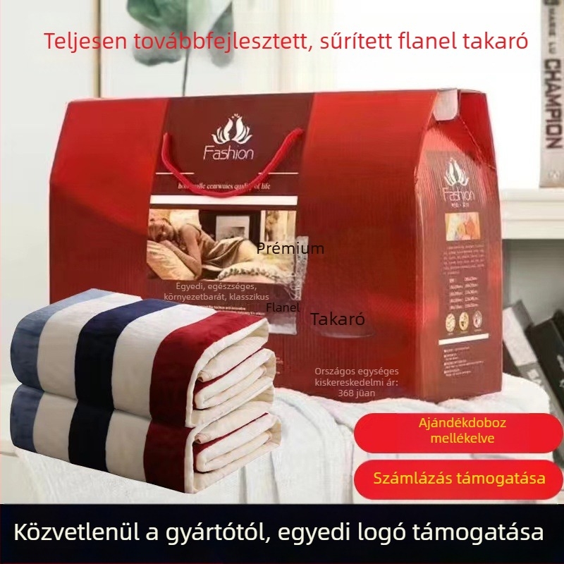 Faleirong korall plüss pléd gyerekeknek, ajándékdobozban, logónyomtatási lehetőség