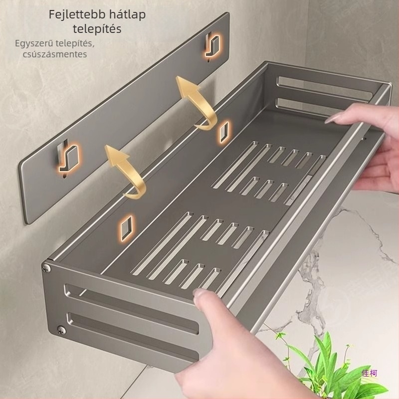 Fürdőszobai falra szerelhető polc, 1 réteg, fúrás nélküli, CE tanúsítvány