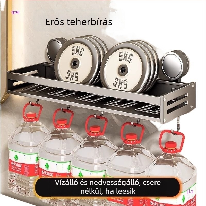 Fürdőszobai falra szerelhető polc, 1 réteg, fúrás nélküli, CE tanúsítvány