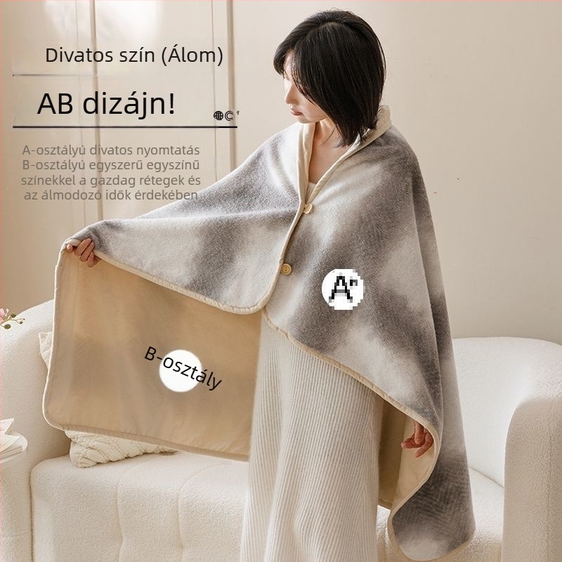 A osztályú multifunkcionális sál-pled irodai pihenéshez, luxus kanapé takaró, meleg ősz-tél