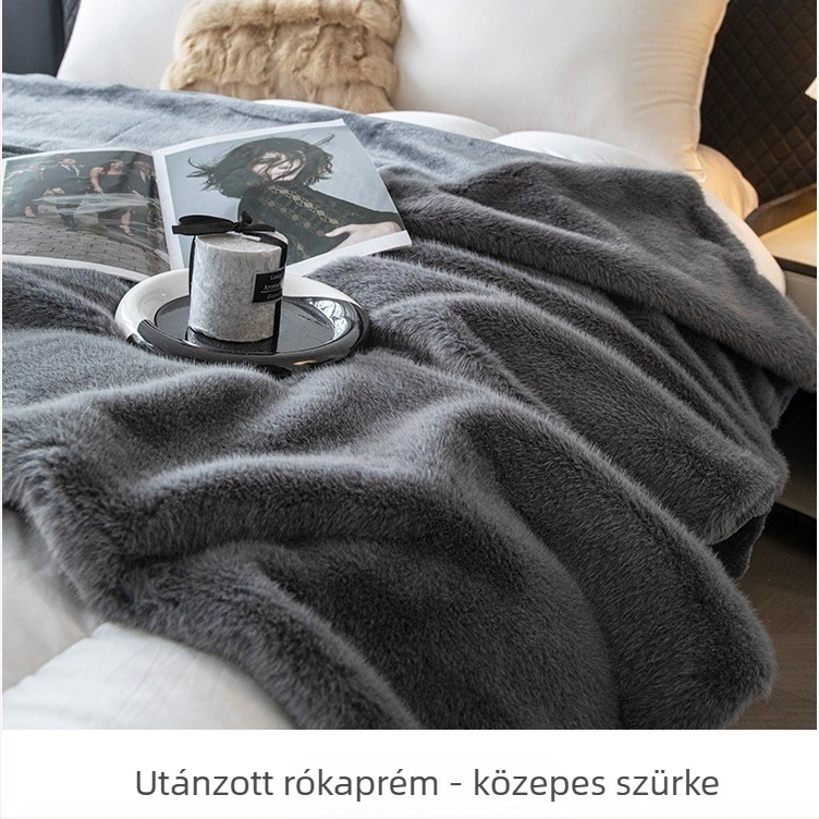 Lila műszőr vulpe plüss takaró, téli vastag, kanapéra, irodába és autóba — 180x200-220 cm